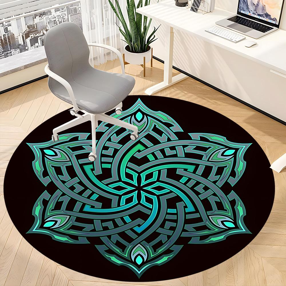 1pc Mandala Pattern Office Round Area Rug, Under Office Chairs Bedroom Living Room Home Decor, Room Deco, Available in Various Sizes