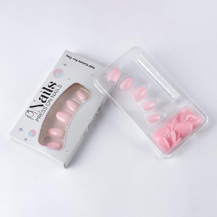 32 PEÇAS Unhas Postiças Rosa Brilhante Formato Oval Curto Unha Artificial ABS Durabilidade E Fácil De Aplicar Para Decorações de Festa de Mulheres