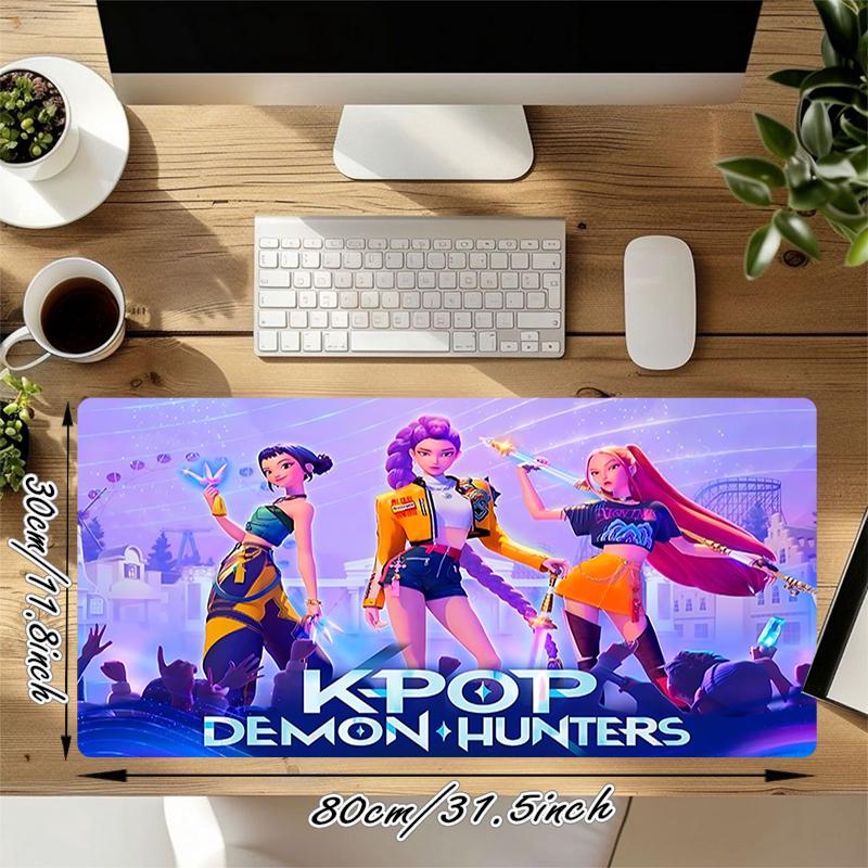 1Pc Kpop Demon Hunters Gaming Mouse Pad Keyboard Desk Mat Non-slip Rubber Lock Edge Waterproof Computer Mousepad for Office Home Decor Y1182