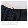 Unisex Navy Blue Plaid Cotton Loose Straight Leg Pants Lightweight Casual Trousers Teens Adults