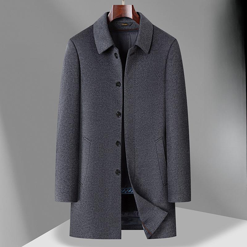 

Двустороннее шерстяное пальто из кашемира и шерсти для мужчин, утолщенный мех кролика, съемные рукава, подкладка, куртка для пап среднего и пожилого возраста 4XL