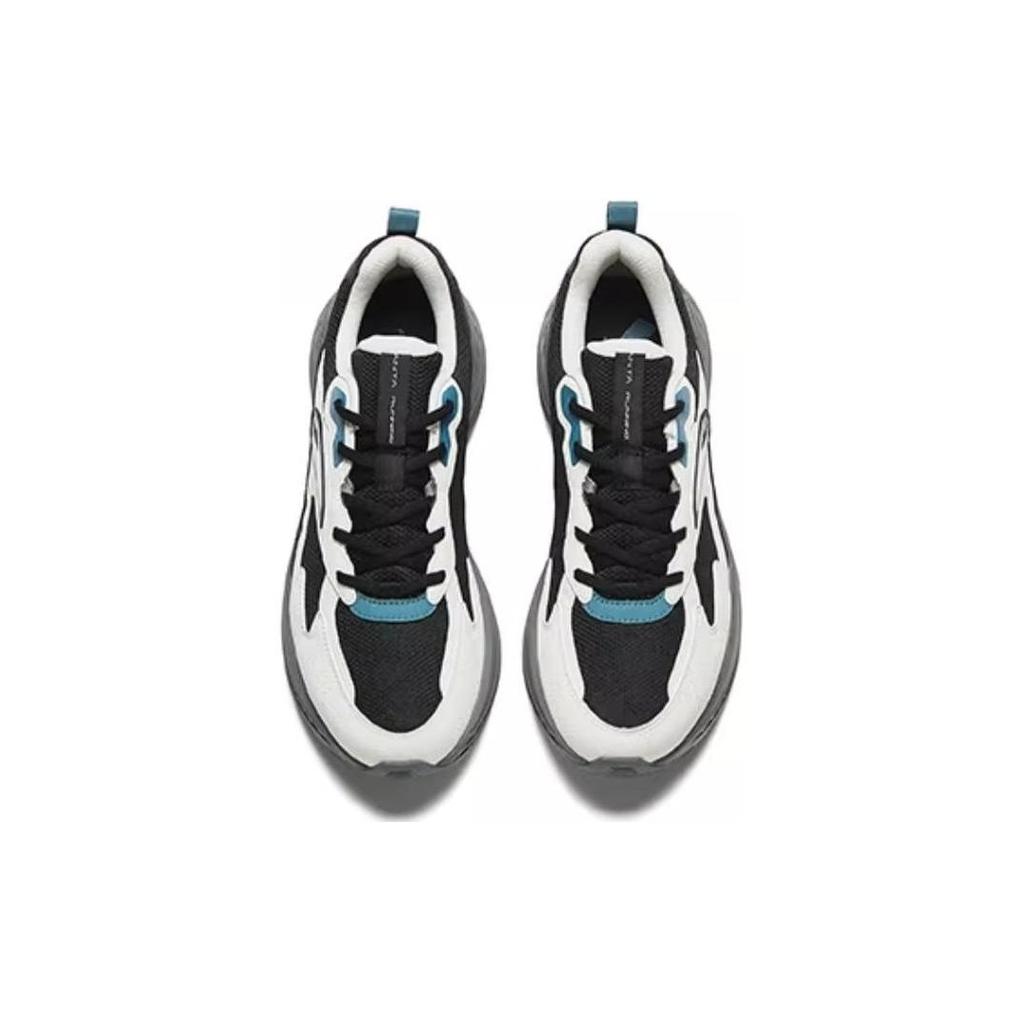 Anta Breathable Shock Absorbing Height Increasing Wear Resistant Non Slip Low Top Retro Running Shoes Men Sneaker Black White Blue 912345595-2