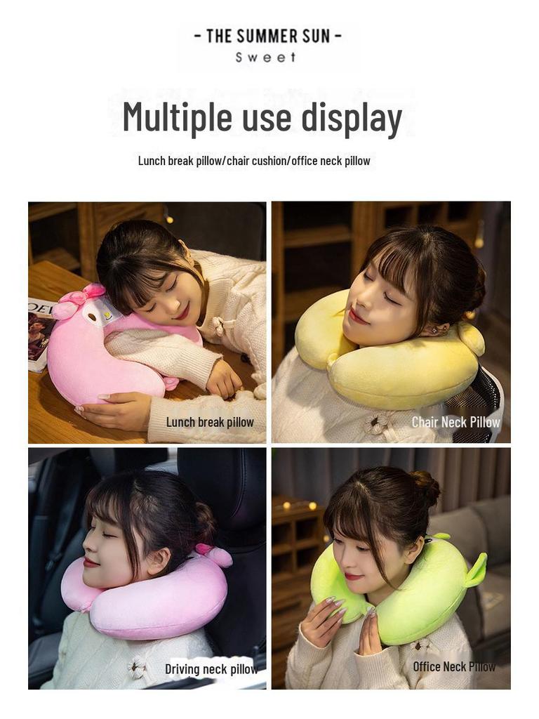 Urocza poduszka podróżna w kształcie litery U: Podróż, Drzemka w biurze, Kreskówkowa pluszowa poduszka pod szyję