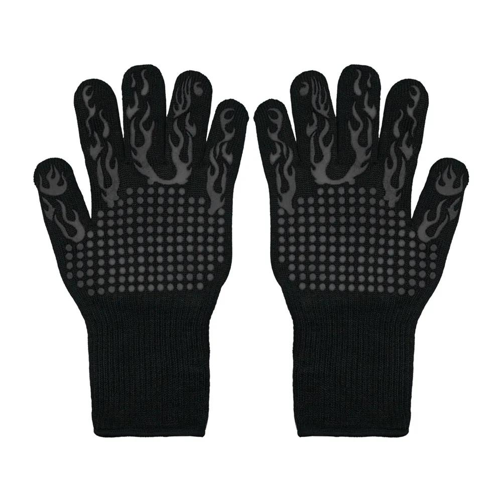 High Temperature Resistant BBQ Gloves, Heat Insulation Fireplace Grilling Gloves, Anti-scald Oven Glove for Ktichen Baking Grill
