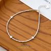 Cui Yan S925 Sterling Silver Korean Five-Pointed Star Bracelet for Women – Trendy Simple Design with Crushed Silver Beads.