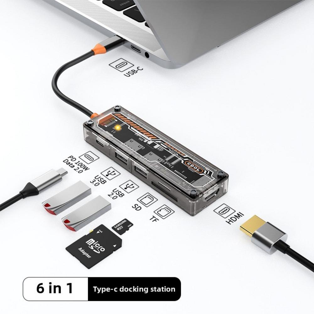 Transparent 10 In 1 Type C Docking Station USB Hub Adapter for Laptop PC MacBook