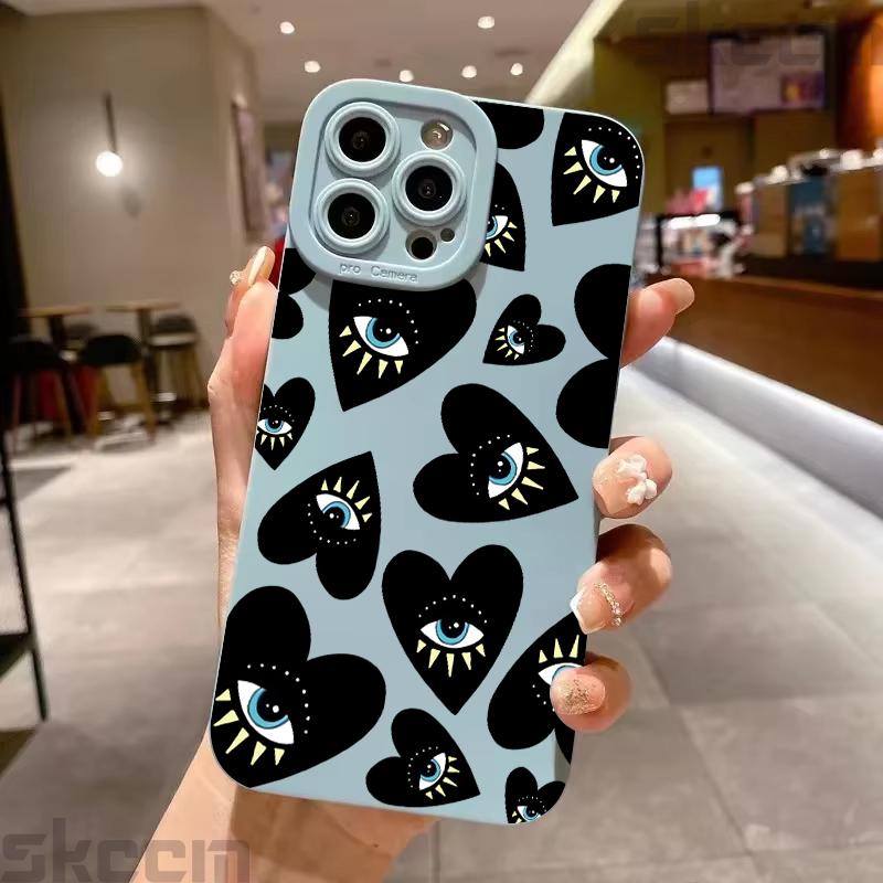 Creative Evil Eye Pattern Silicone Phone Case For iPhone 16 Pro Max 14 15 Plus 11 12 13 Mini X XS XR 7 8 16E Shockproof Cover