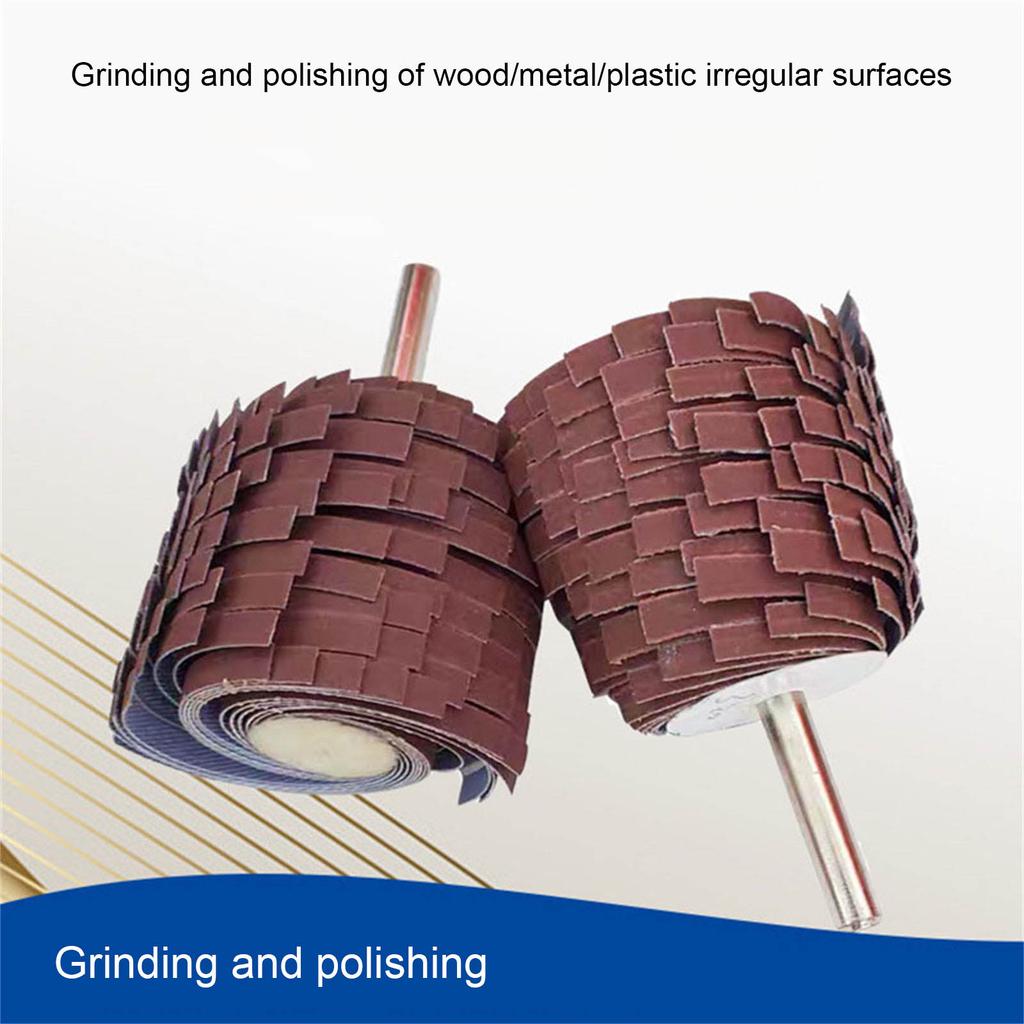 Efficient Cylindrical Sanding Mop Flap Sander Rollers Grinder For Wood And Metal Polishing 400 Grit 6mm Shaft