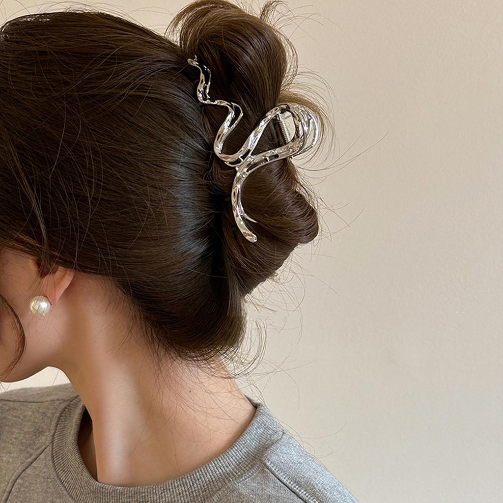 Liquid Metal Lines Large Grab Clip Hair Volume Multi-Disc Hair Shark Clip 2025 Temperament Hairpin