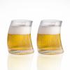 Crescent Shaped Wine Glass Striped Glass Cup Ins Style Cocktail Glass Soda Water Beverage Cups Iced Latte Mug Drinking Glasses