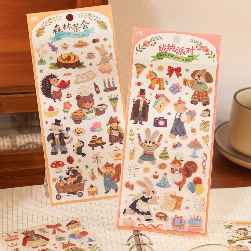 3Packs PET Cartoon Die-Cut Stickers Journal Decorative Stickers Diary Collage Cards Photo Frames Cup Card Holder