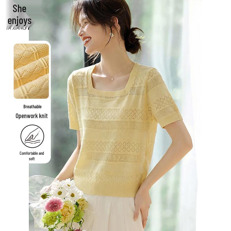 

Women s Micro-Hollow Knit Short-Sleeved T-Shirt M