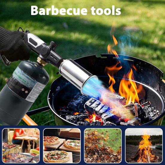 Outdoor Propane Torch Adjustable Flame Torch Safety Lock Igniter for BBQ Charcoal & Weed Burning (Tank Not Included)