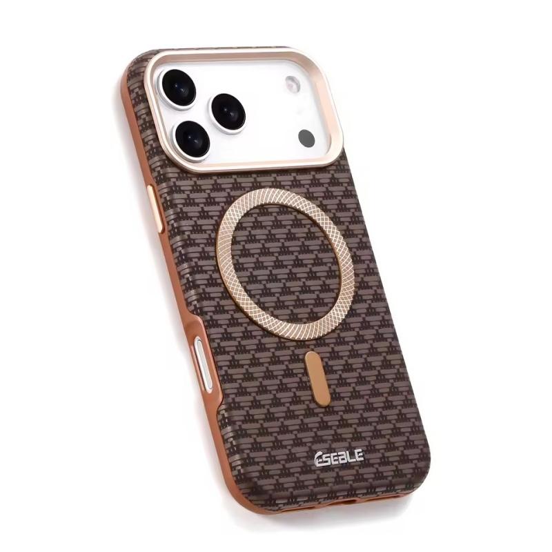 Luxury Business Bitmap Leather Magnetic Phone Case For iPhone 17 16 15 14 13 Pro Max 17Pro 17Air Metal Lens Button Bumpe Cover