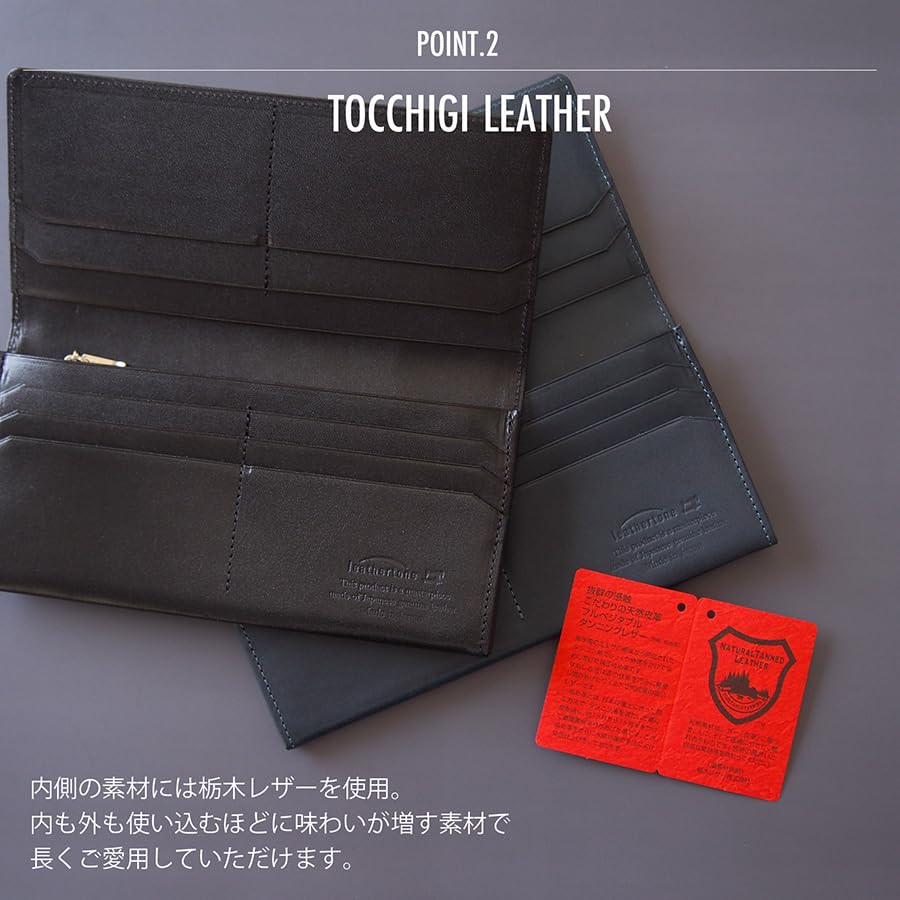Made in black leather x indigo dyed Tochigi a long wallet that brings together the best of Japanese technology 4LT0021 x Black indigo long wallet for