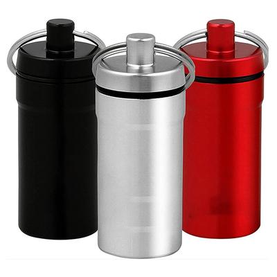 Wasserdichte Pillendose aus Aluminium, Pillendose, Behälter, Flaschenhalter, Schlüsselanhänger  
