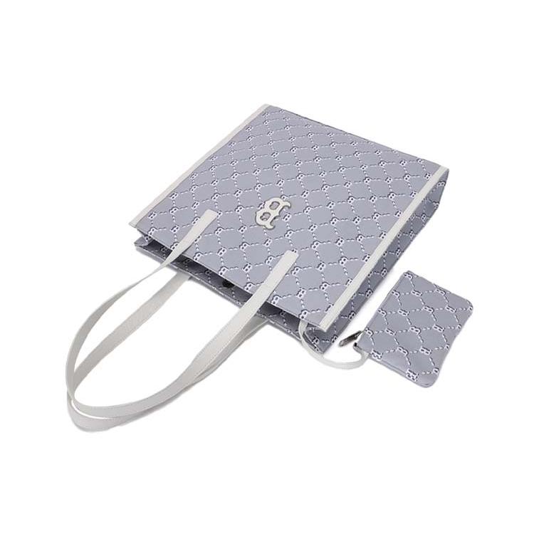 New MLB Monogram Collection Polyester Combo Bag, Tote Bag, Shopping Bag, Shoulder Bag, Handbag Regular Unisex Gray White 3AORM012N-43GRS