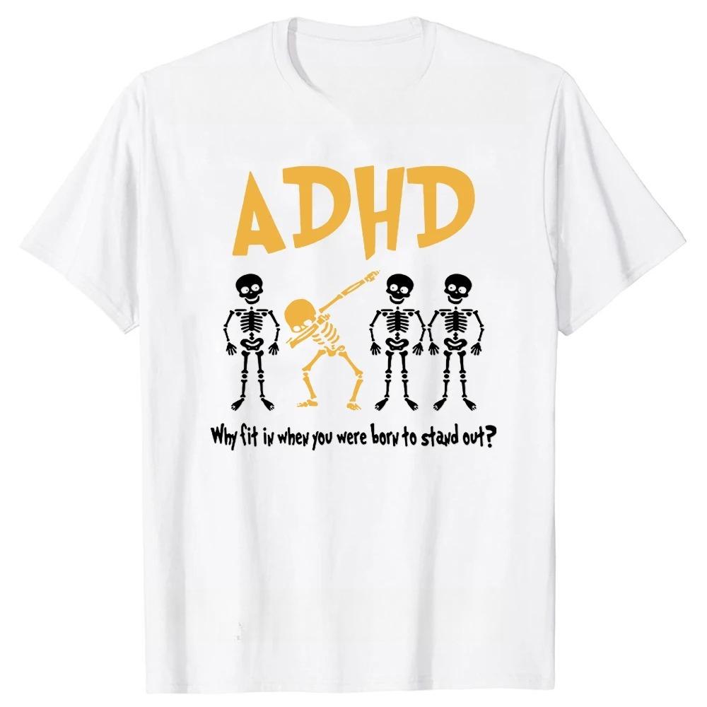 

ADHD Awareness Promotion Bone Print TShirt Retro Fun Skull Outdoor Leisure Sports Breathable Mens Short Sleeve Shirt 3XL