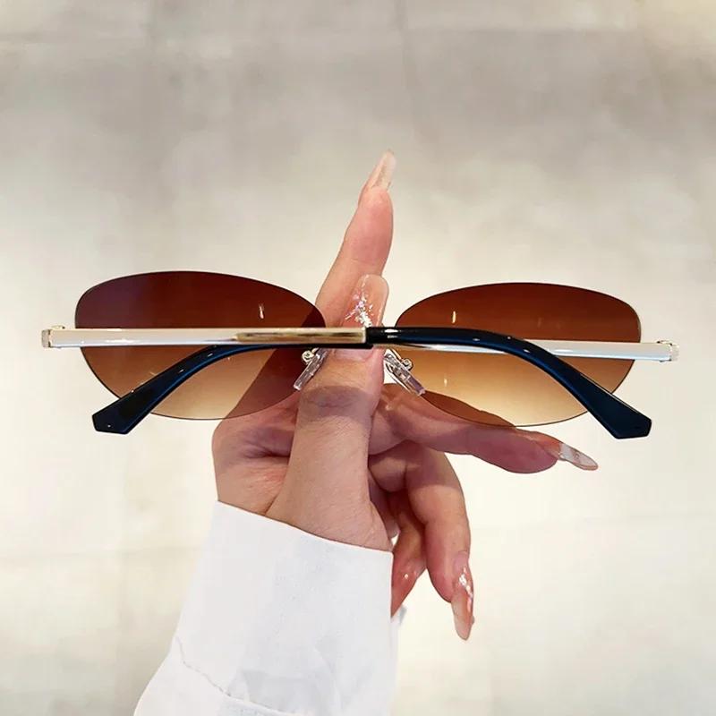 New Luxury Brand Designer Small Frame Cat Eye Sunglasses Women Vintage Fashion Sun Glasses Popular Punk Ladies Shades UV400