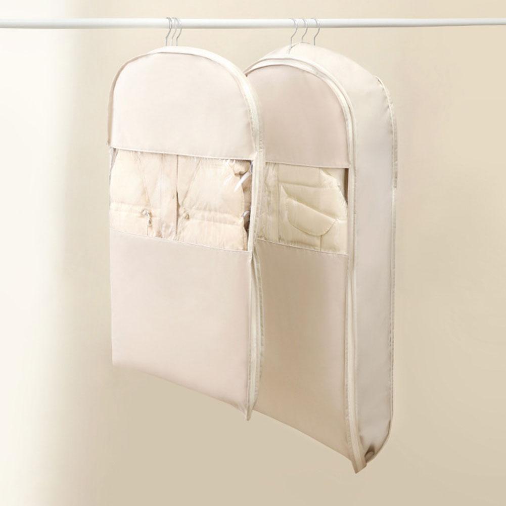 Space Saving Hanging Garment Bag with Self Compression Zipper Dust Cover Clothes Bag Coat Storage Bag for Down Coat Jacket