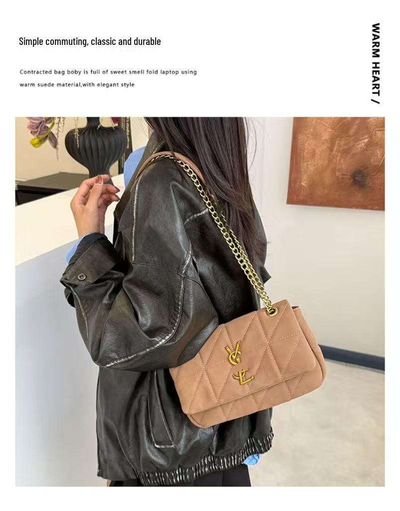 2025 Autumn/Winter Women's Colorblock Chain Bag - Versatile & Stylish Shoulder/Crossbody Handbag