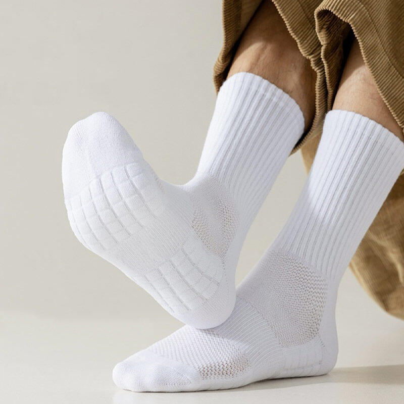 

[5-Pair Set] Rivet Sole Soft, Elastic Plain Long Socks White_S