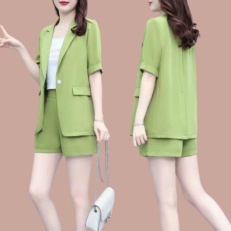 Summer Suit Plus Size Women's Fashion Loose Short-sleeved Suit Jacket Temperament Professional Shorts Suit Two-piece Suit