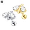 1PC G23 Titanium Ear Labret Piercings Flat Back Earrings Crystal Cluster Helix Tragus Pirsing Cartilage Lobe Piercing Jewelry