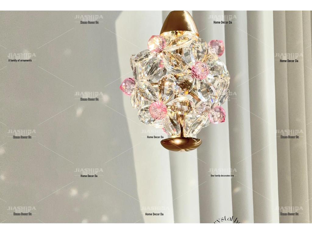 High-End French Floral Crystal Pendant Light for Bedroom or Hallway
