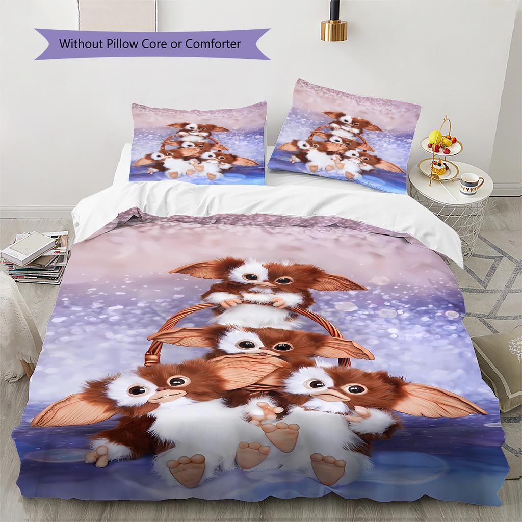 Gremlins Muster Bettwäsche, Steppbett Set Bettbezug Kissenbezug Zuhause Geburtstagsgeschenk (1 Bettbezug + 2 Kissenbezüge, ohne Füllung)