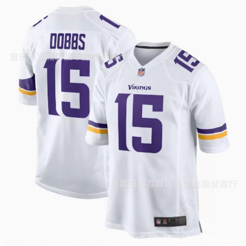 Maglia da Football NFL Minnesota Vikings da Uomo Joshua Dobbs 15 Cotone Abbigliamento per tifosi sportivi Abbigliamento casual per il Giorno della Partita