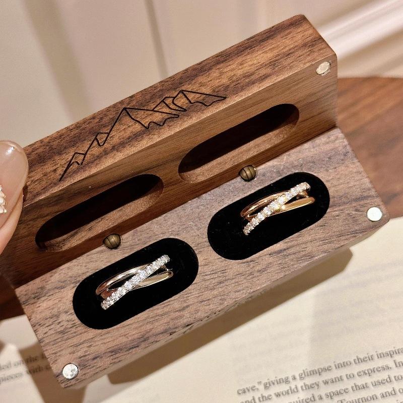 Light Luxury And Elegant Three-Circle Cross-Inlaid Diamond Ring, Two-Color Niche Design Sense, Personalized Open Index Finger Ring