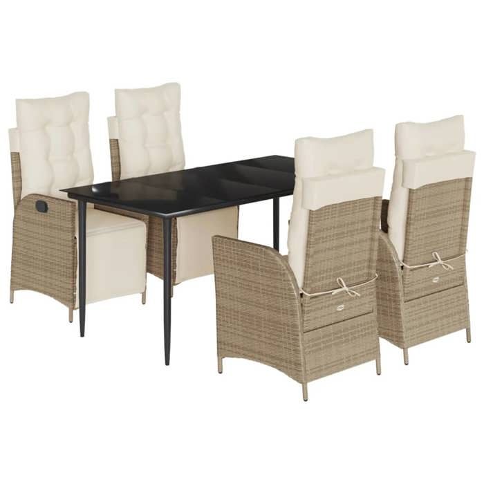 VidaXL Ensemble à Manger de Jardin avec Coussins 5 pcs, Table et Chaises avec Dossier et Repose-pied Réglables, Meubles 3213437