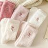 Women's Mink Velvet Bow Plush Mid-Calf Socks - Cute, Thick, and Warm for Autumn and Winter.