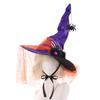 Halloween Crinkled Lace Witch Hat, Cosplay Wizard Hat for Party & Ball, Dark Bone Finger Decorations