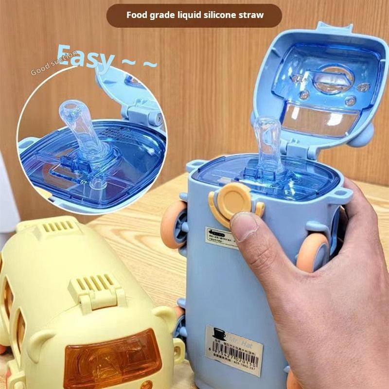 0.5L Cute Toy Car Cup With Straw Indoor And Outdoor Water Bottle Large Capacity Plastic Mug For Summer Drinkware BPA