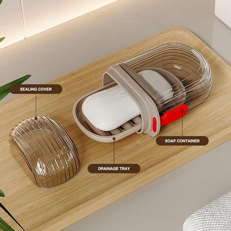 Sealed and Drainable Portable Small Soap Soap Box with Lid  Box for Business Trip Travel Soap Box Creative Travel