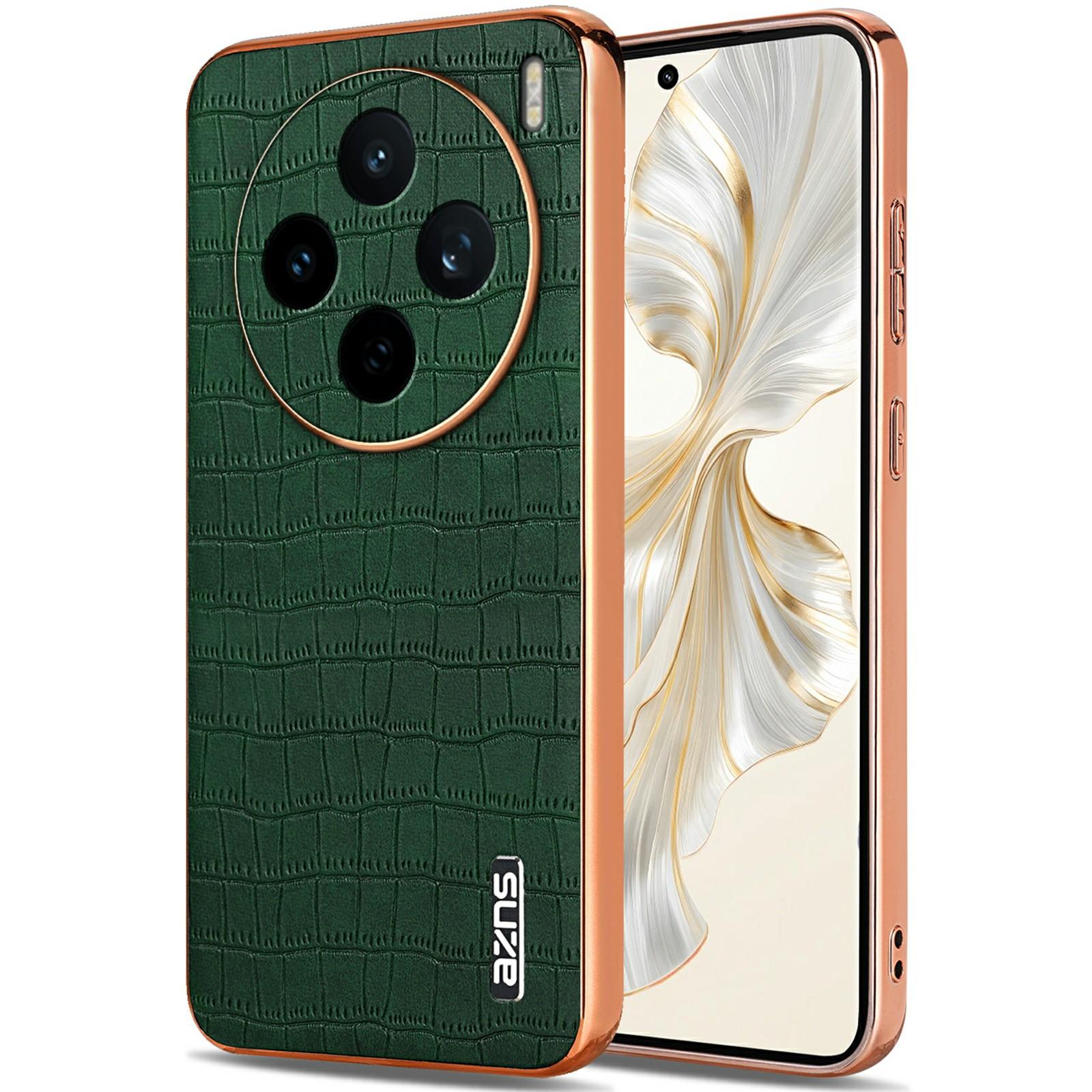 

AZNS For vivo X200s 5G Case Electroplating Crocodile Texture PU+TPU Phone Cover Green