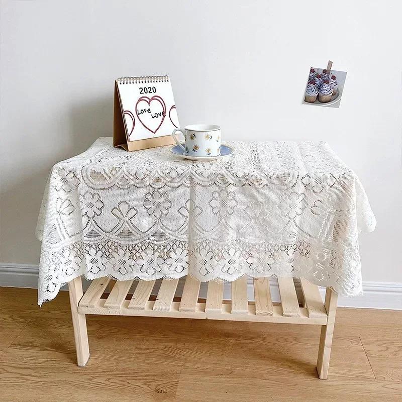 Lace Table Cloth Retro Mesh Tablecloth Rectangle Table Cover Photo Background Cloth Banquet Wedding Party Home Decor