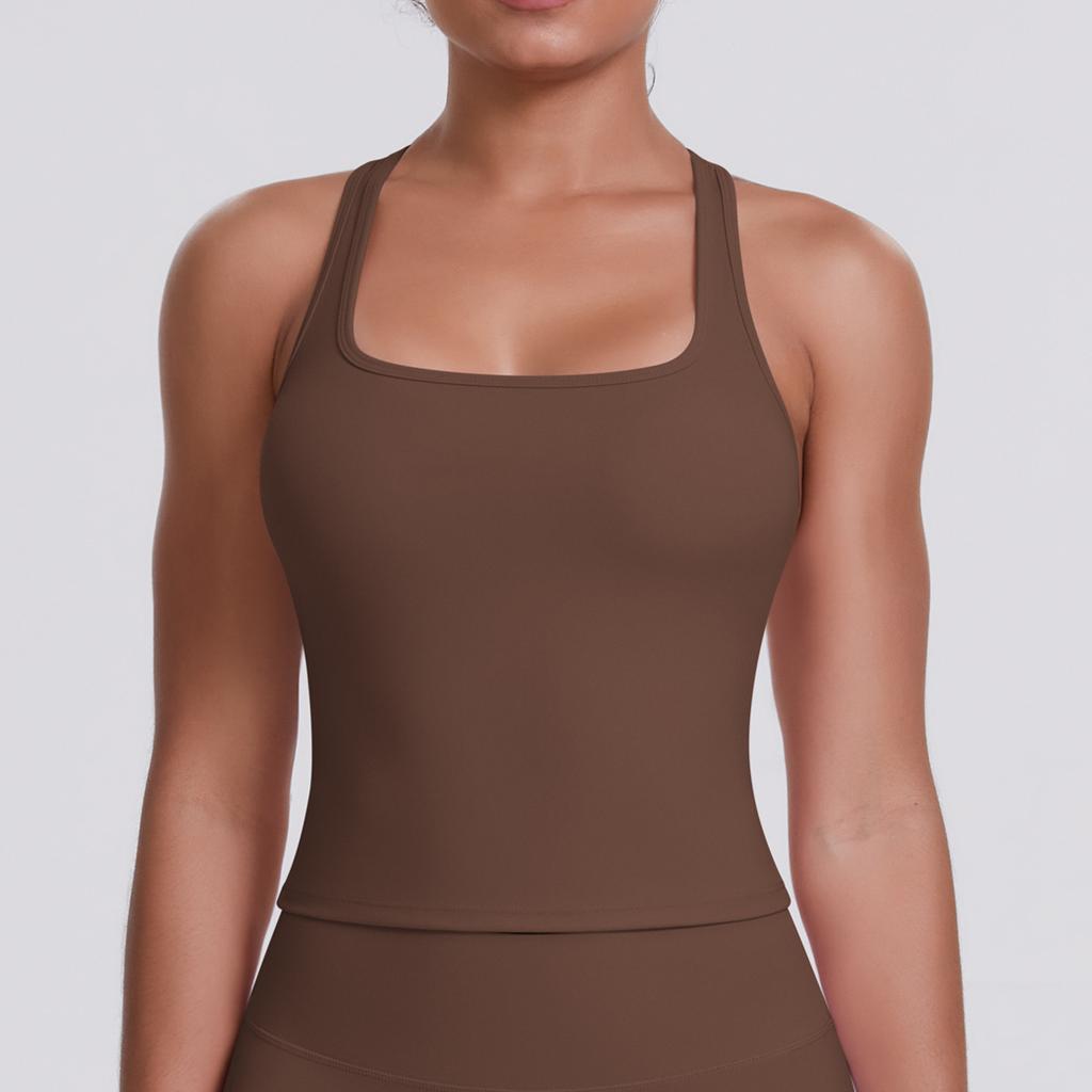 Solid Color I-shaped Brushed Beautiful Back Vest Women's Tight-fitting Quick-drying Sports Running Fitness Top Yoga Clothes