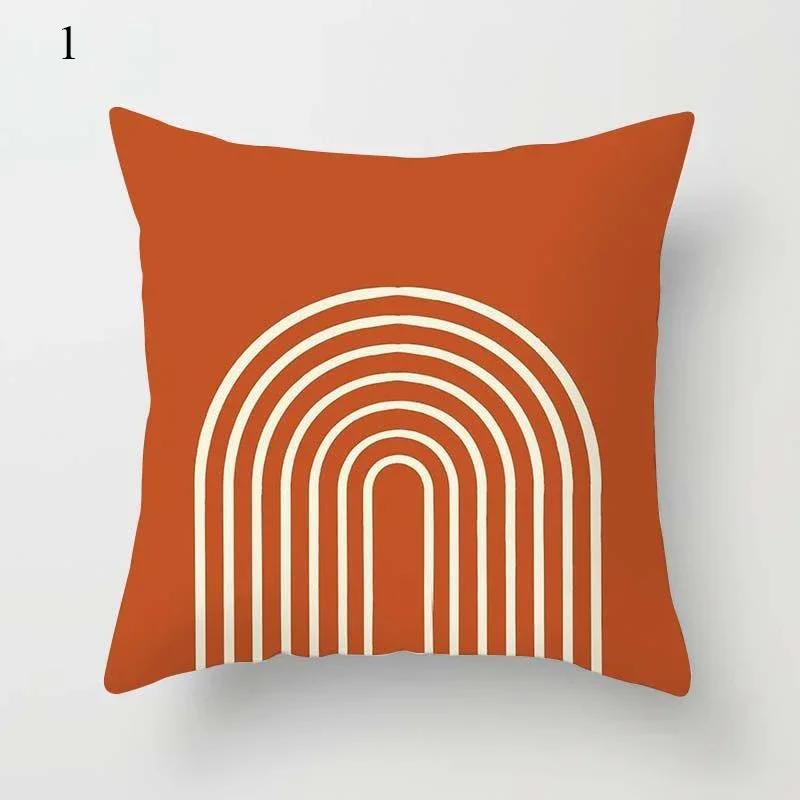 Brown Series Minimalist Striped Plaid Printed Pattern Cushion Cover for Home Living Room Sofa Decoration Pillowcase