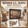 Landkartenpuzzle, Holz-USA-Reisekartenpuzzle, Zeichne deine Reise auf, Schöne Erinnerungen, Heimdekoration, Einzigartiges Geschenk.