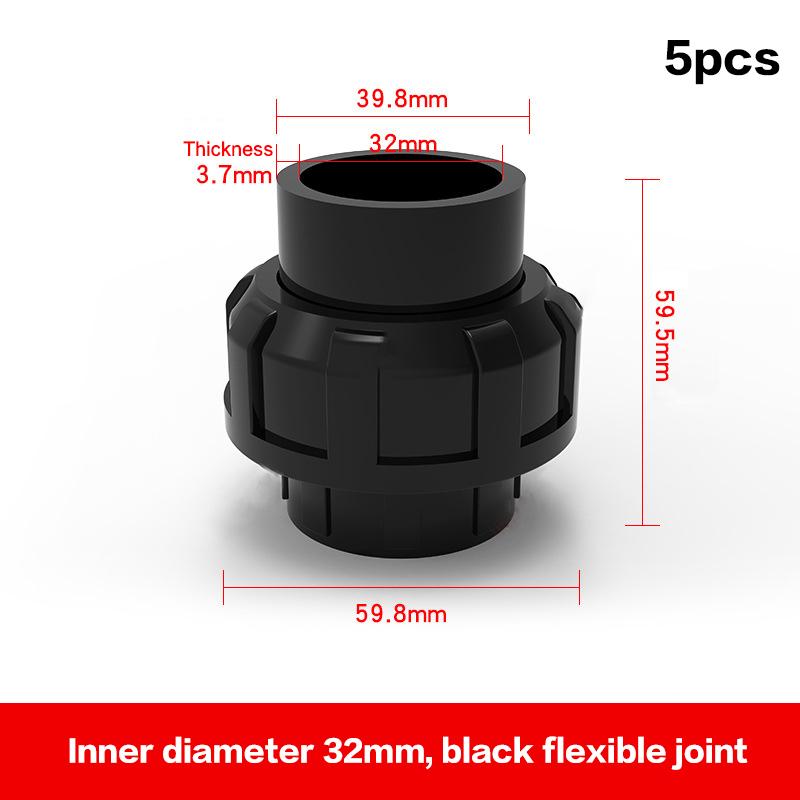 1/5 st 20/25/32/40/50 mm Svart PVC-koppling Garden Bevattningsrör Direktkopplingar Akvarium Avloppsrör Rak koppling