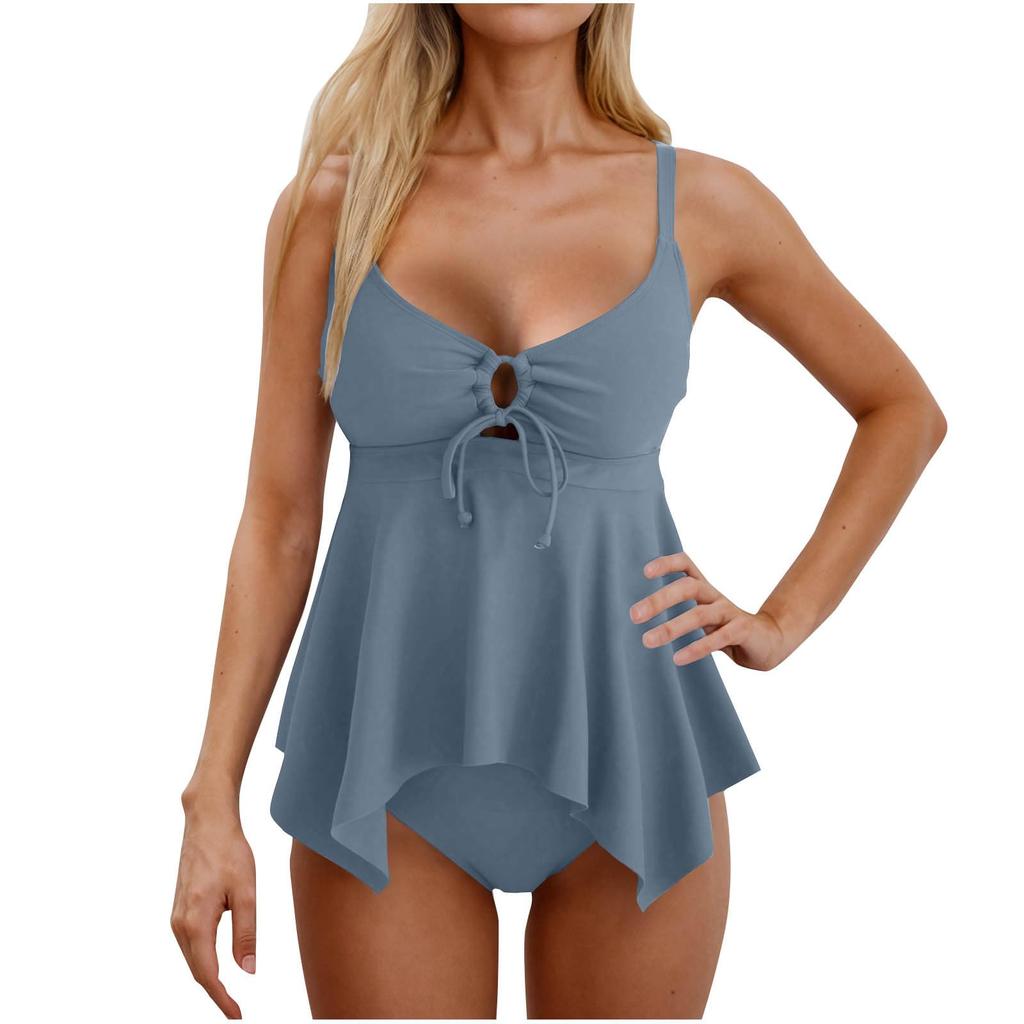 Women's Fashion Separates Bikini -Colour -Neck Dress Swan-Neck Gathered Briefs Swimsuit