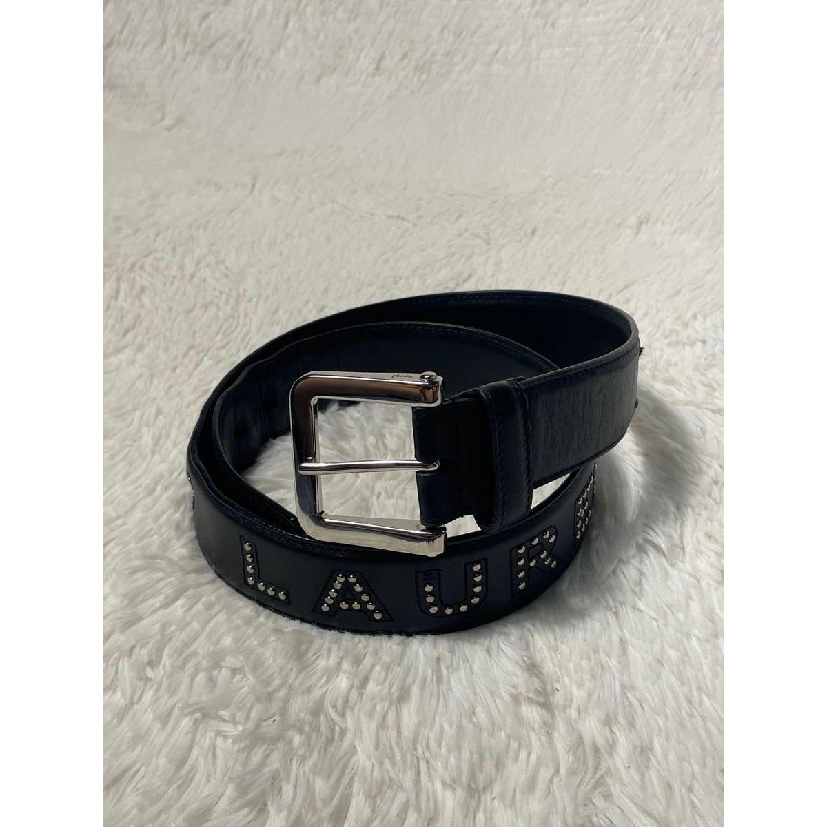 Used Rare Yves Saint Laurent genuine leather studded leather belt black