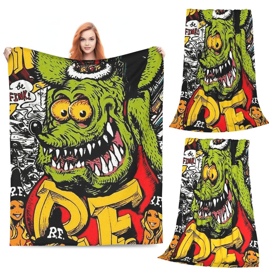 Tales Of The Rat Fink Anime Blanket Soft Warm Flannel Throw Blanket Bedspread for Bed Living Room Picnic Travel Home Couch