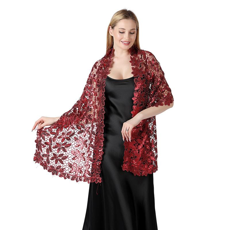 Shiny Sequin Tassel Shawl Wrap Dinner Party Shawl Wedding Bride Shawl Evening Dress Scarf