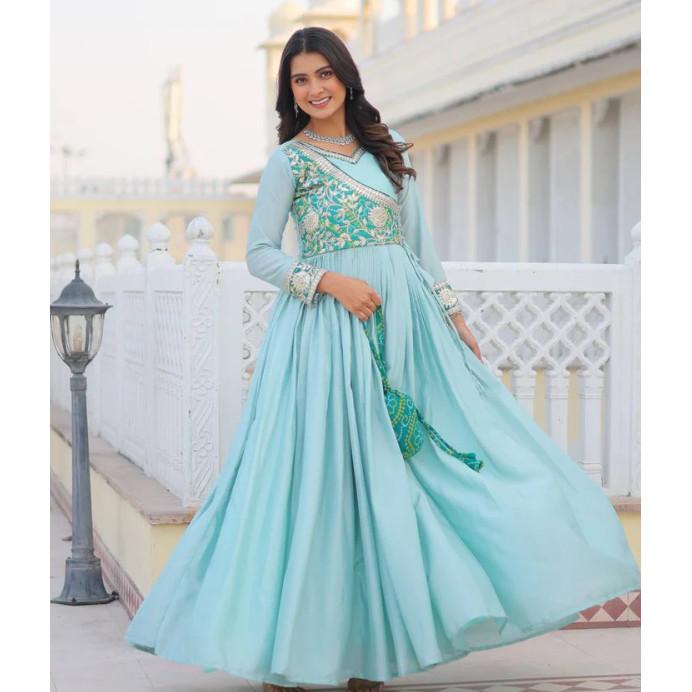 Bellissimo Abito Anarkali Designer Bollywood Indiano per Matrimonio Festa
