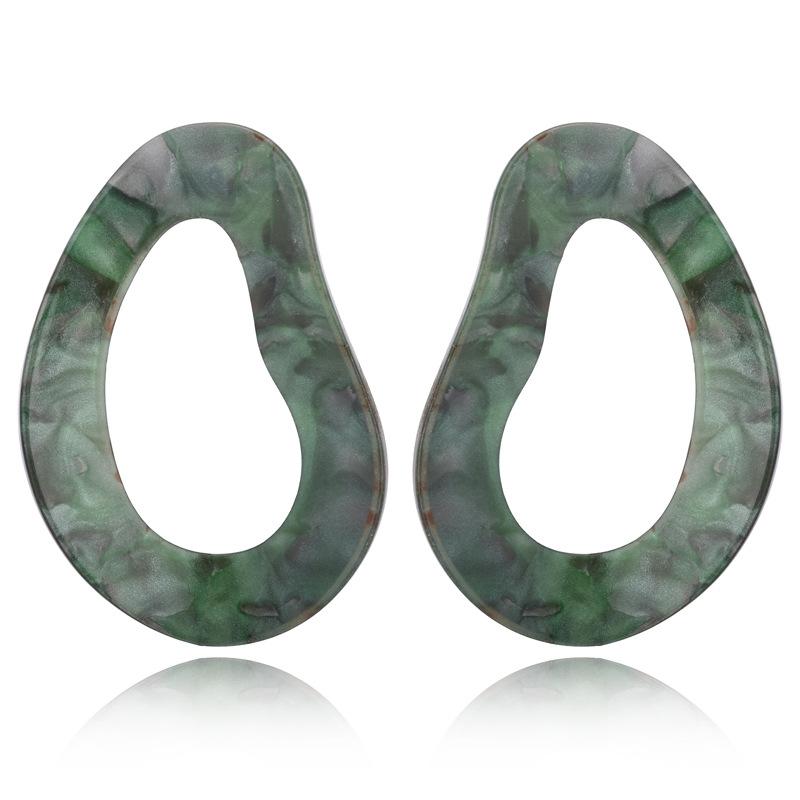 New European and American Retro Oval Acrylic Earrings with Imitation Marble Pattern, Personalized and Versatile Earrings