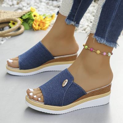 Fashion Women High Heels Thick Bottom Casual Shoes Summer Wedges Sandals Women Platform Open Toe Slippers Outdoor Casual Comfort Slides